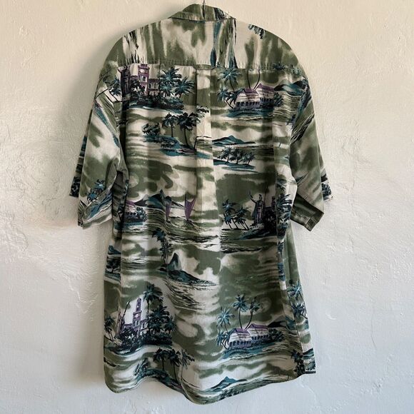 Vintage Hawaiian Shirt by Maui Trading Co Men Sz L Island Aloha Blue-Green - Picture 4 of 6